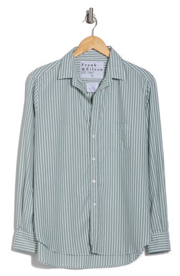 Frank & Eileen Eileen Stripe Relaxed Button-up Shirt In Green Stripe
