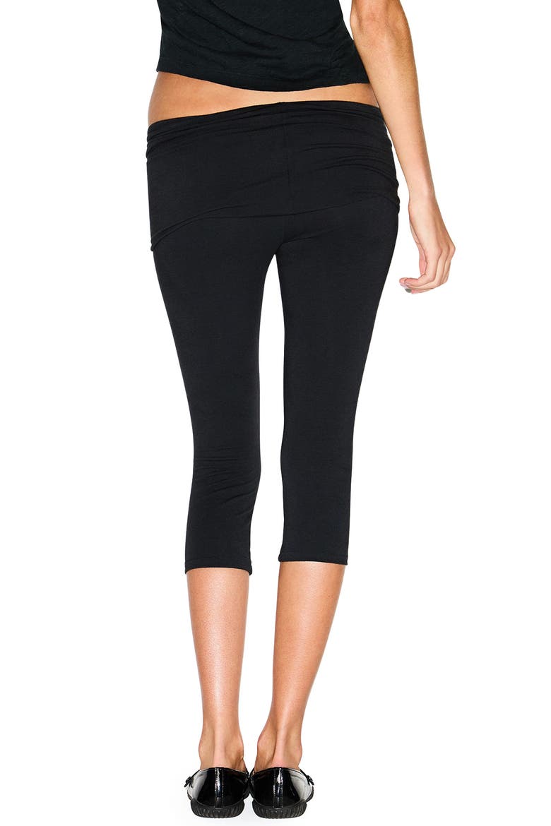 Foldover Capri Leggings, Alternate, color, SOOT