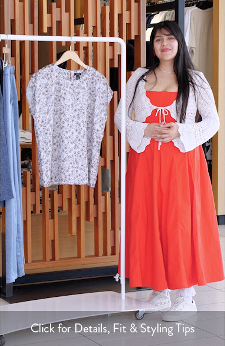 Petal Vine Print Cap Sleeve Shell, sales video thumbnail