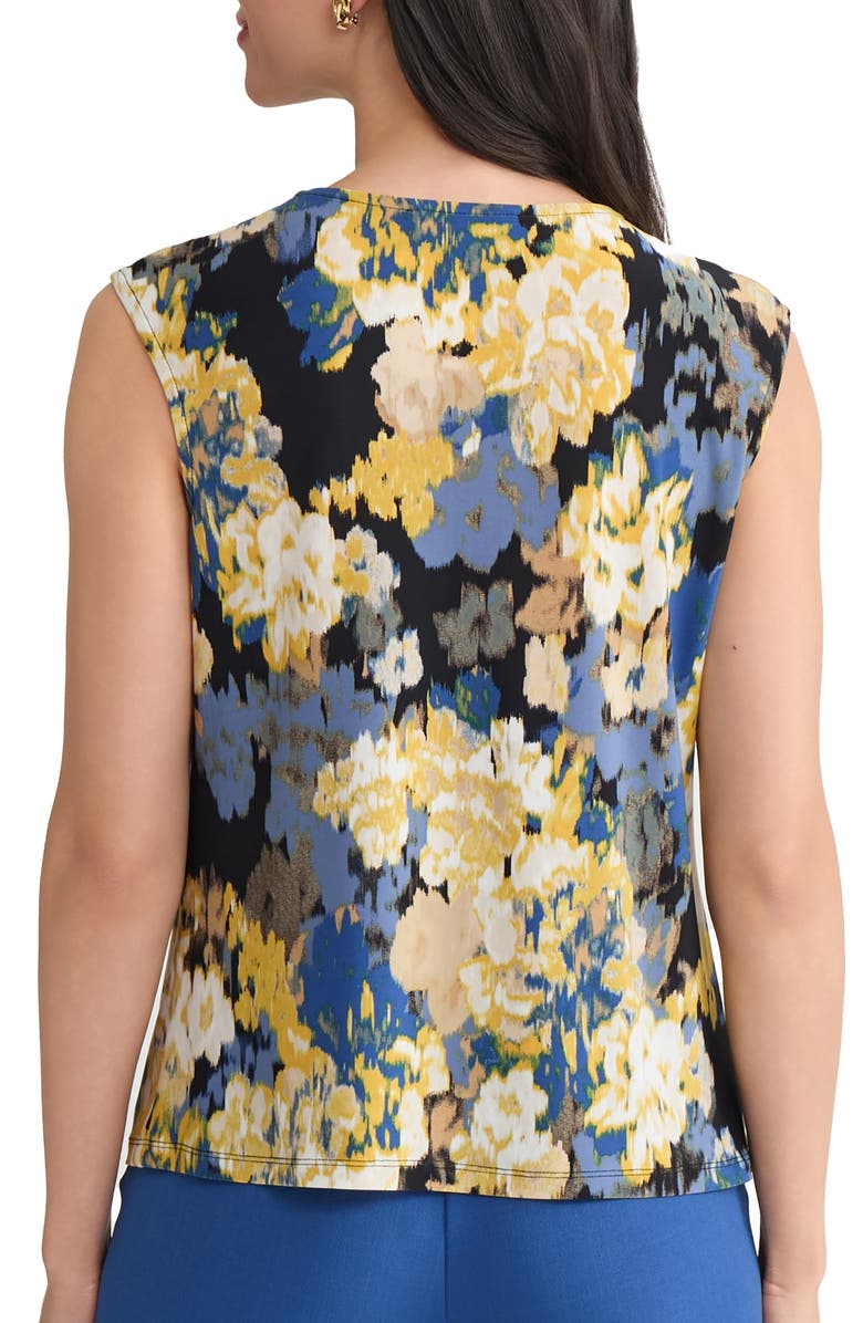 KASPER Floral Metal Accent Gathered Neck Crepe Knit Top, Alternate, color, 