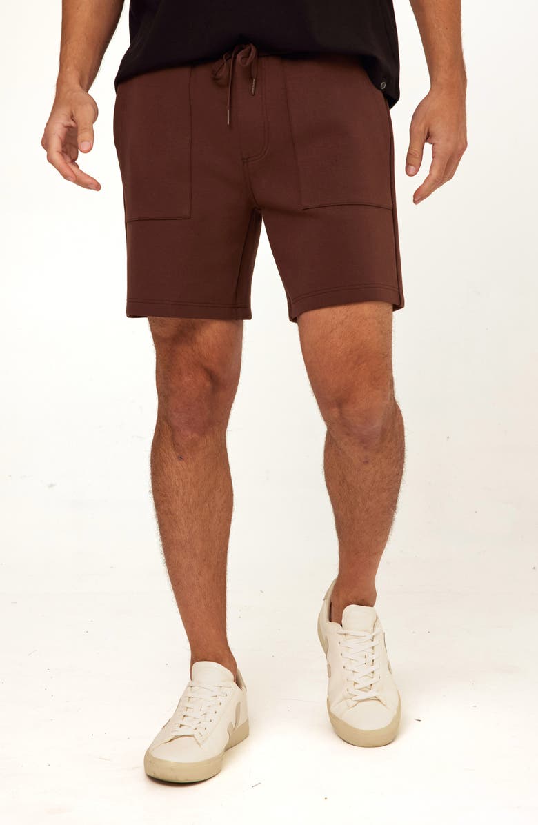 Threads 4 Thought Jaxson Peached Stretch Organic Cotton Blend Shorts, Main, color, Coffee