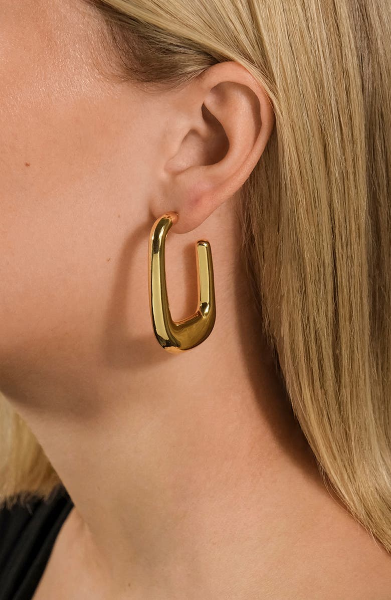 Sterling Forever Veronica Tube Hoop Earrings, Alternate, color, Gold