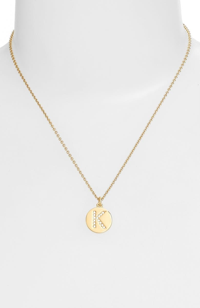 Kate Spade New York pavé letter pendant necklace, Alternate, color, 