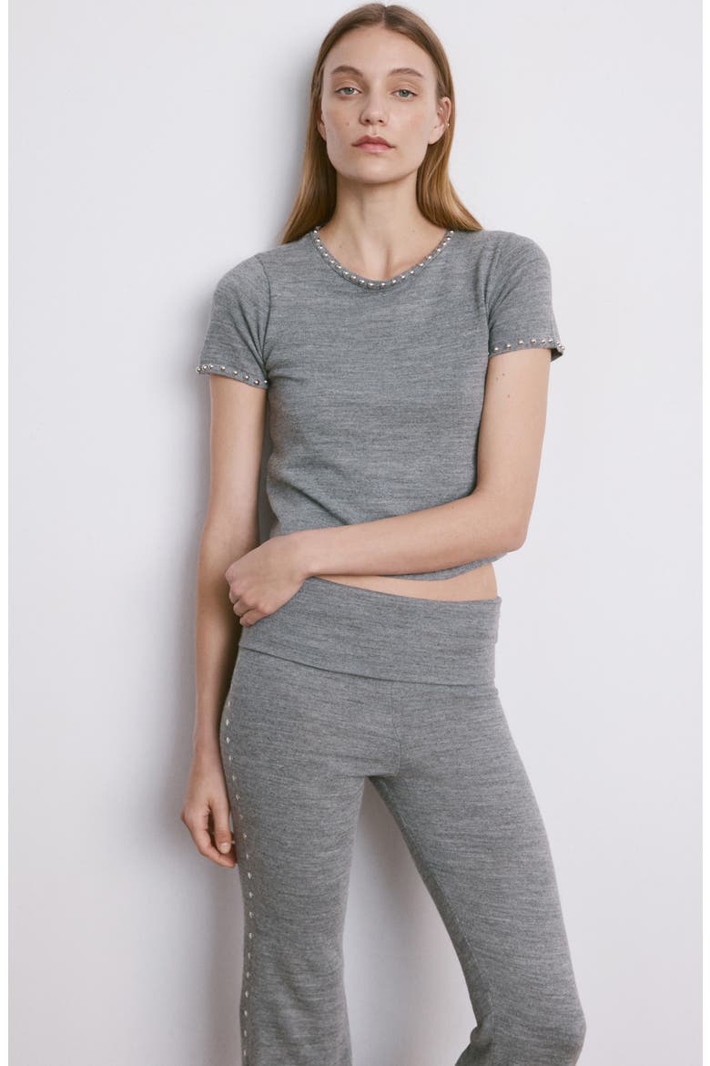 Studded Knit Trousers, Alternate, color, MEDIUM HEATHER GREY