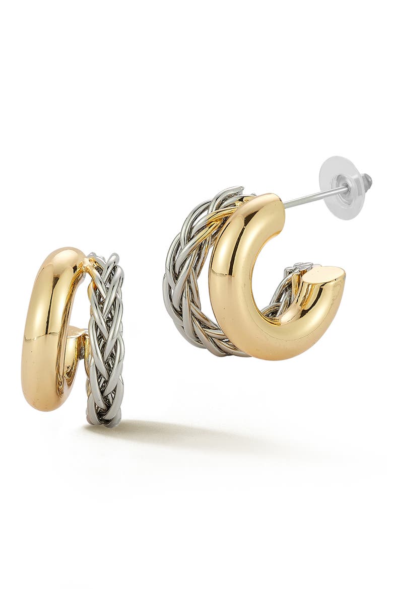 Two-Tone Hoop Earrings, Main, color, TWO TONE