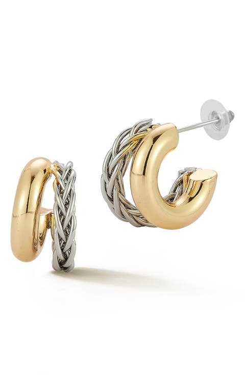 Two-Tone Hoop Earrings