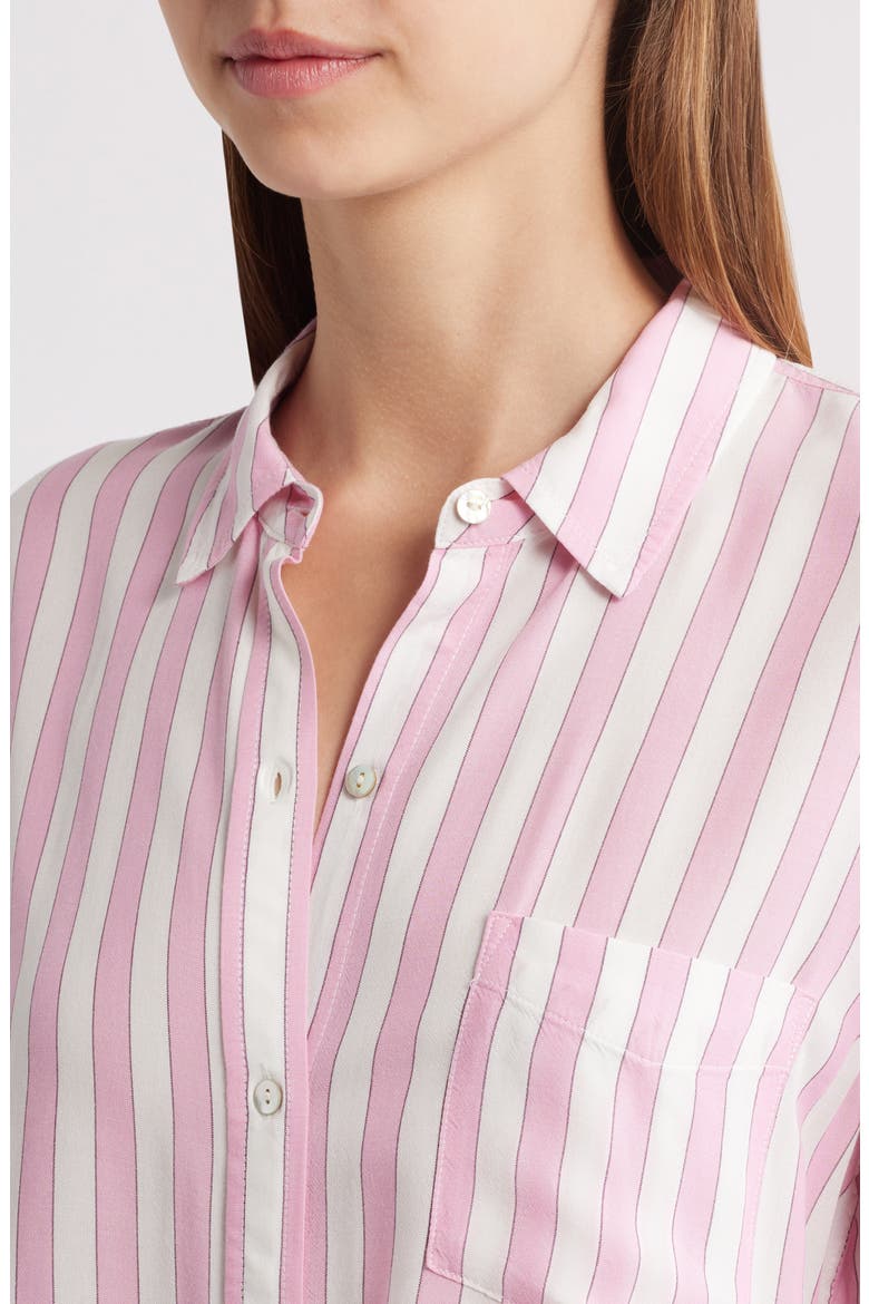Wren Stripe Button-Up Shirt, Alternate, color, ROSE BLOOM STRIPE