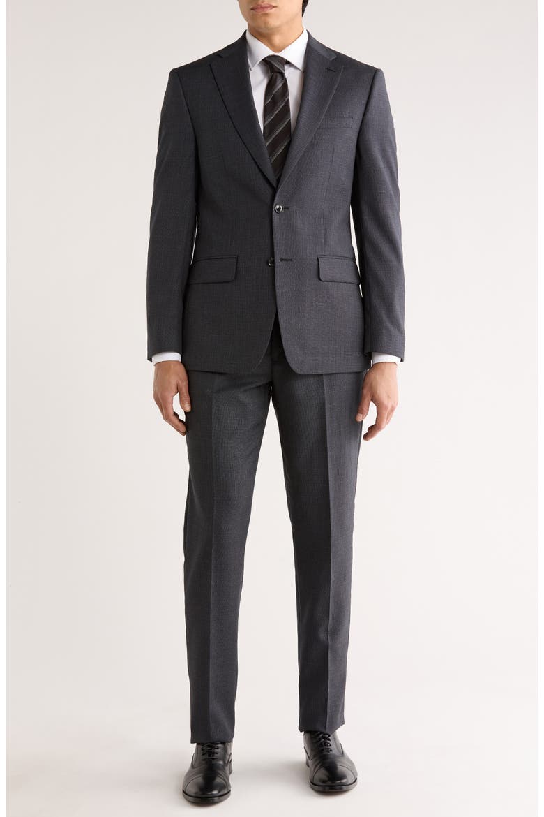 Charcoal Bird's Eye Slim Fit Wool Blend Suit, Main, color, CHARCOAL/ BLUE BIRDSEYE
