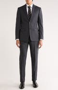 Calvin Klein Charcoal Bird's Eye Slim Fit Wool Blend Suit