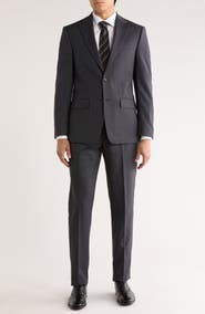 Calvin Klein Charcoal Bird's Eye Slim Fit Wool Blend Suit
