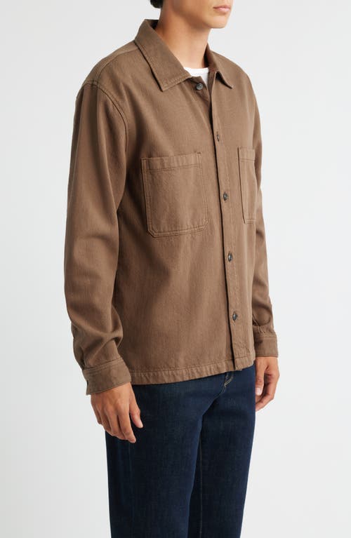 Frame Textured Terry Double Pocket Overshirt In Gold