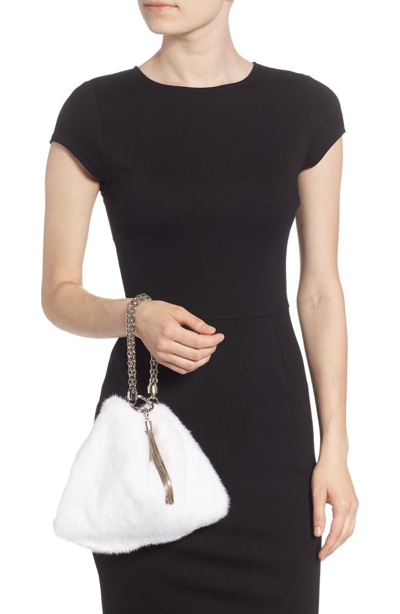 Jimmy Choo Callie Genuine Mink Fur Clutch, Alternate, color,