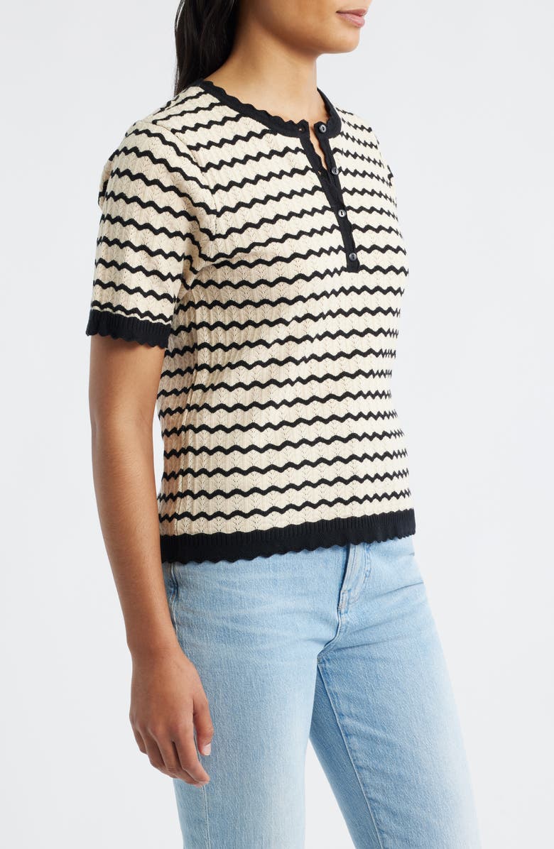 Wit & Wisdom Stripe Knit Top, Alternate, color, Ecru/ Black