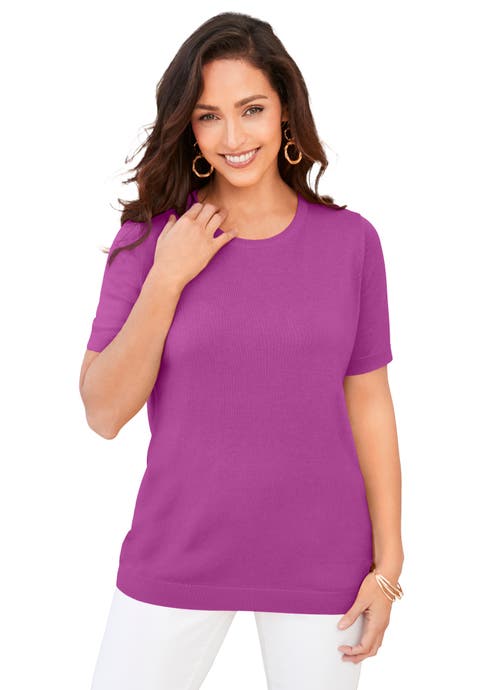 Fine Gauge Crewneck Knit Shell (Plus)