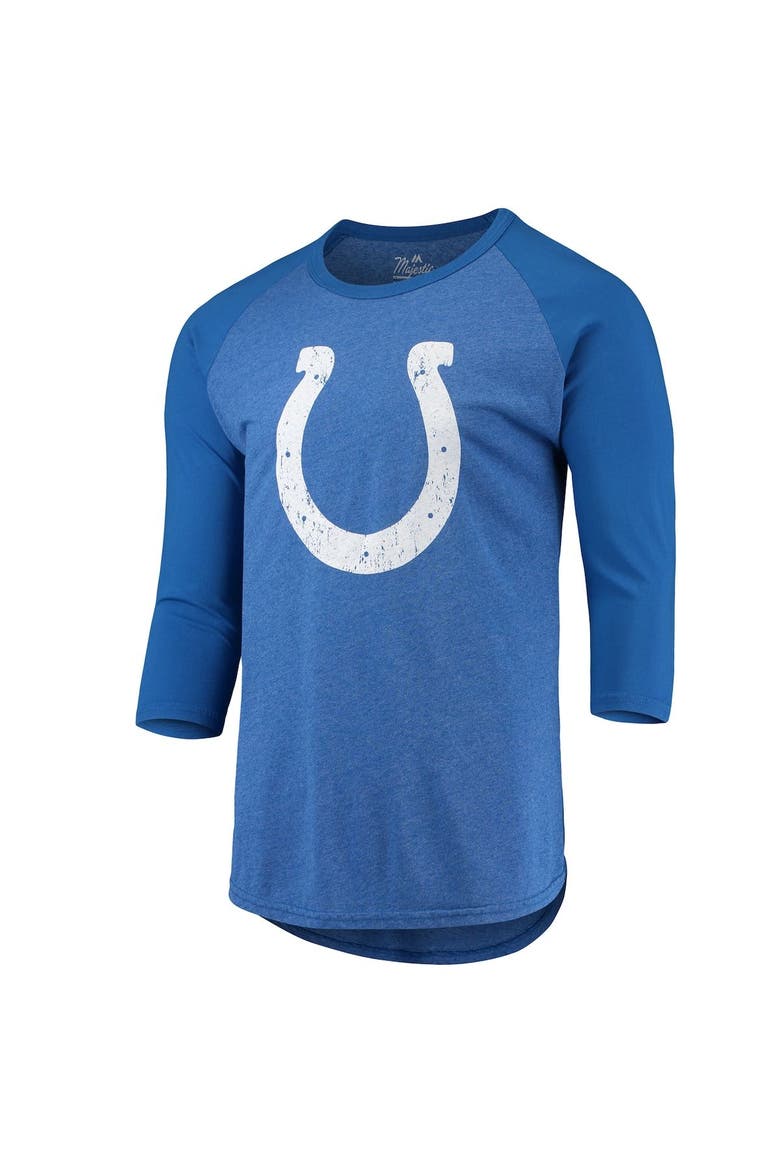 Men's Majestic Threads Jonathan Taylor Royal Indianapolis Colts Name & Number Team Colorway Tri-Blend 3/4 Raglan Sleeve Player T-Shirt, Alternate, color, Royal