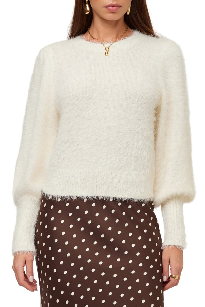 Lia Shirred Sleeve Sweater, Main, color, CREAM