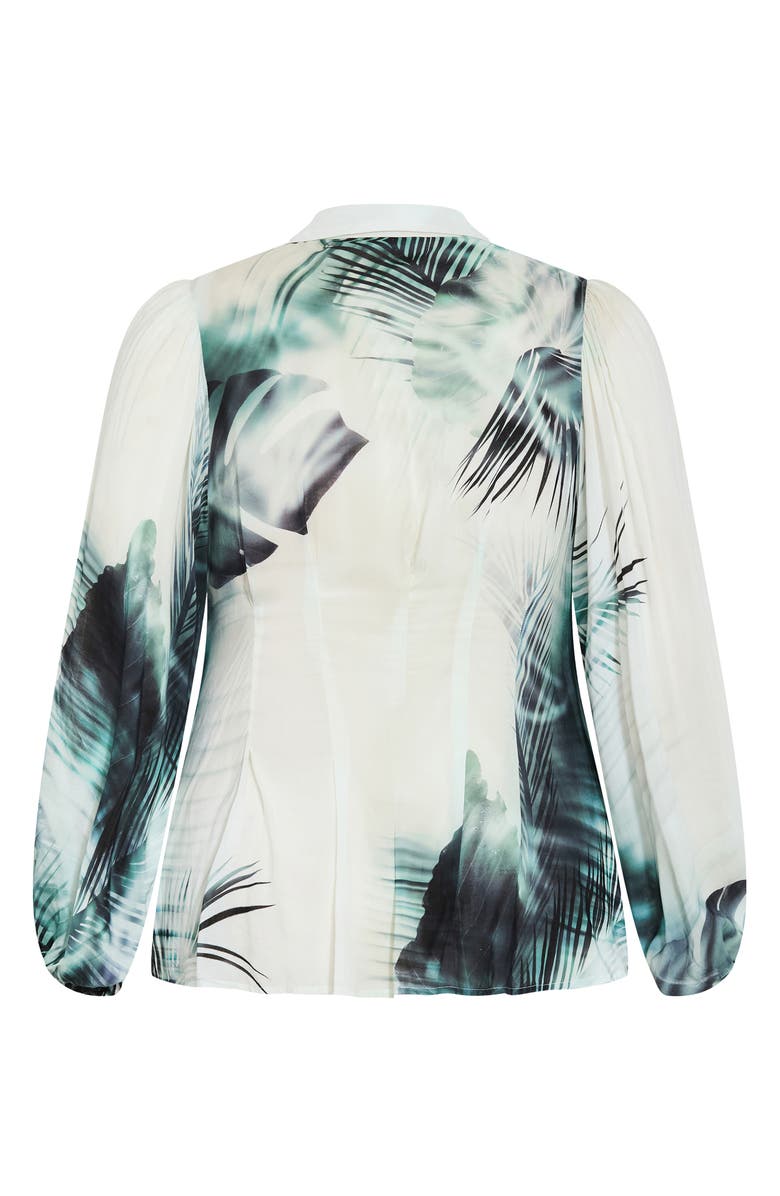 City Chic Piper Palm Print Button-Up Shirt, Alternate, color, Shadow Palm