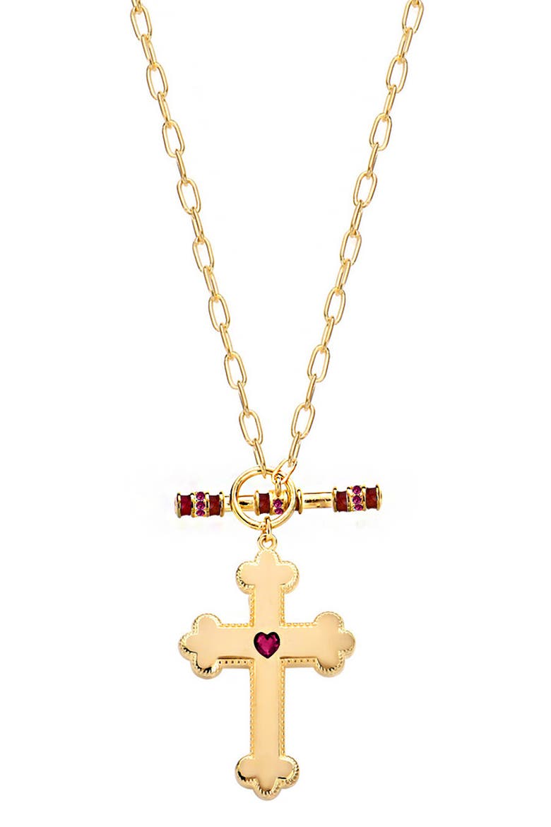 Cubic Zirconia Cross Faith Pendant Necklace, Main, color, GOLD