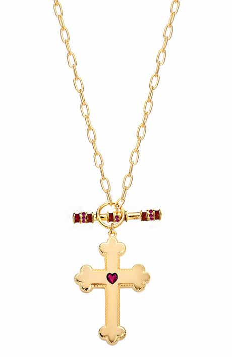 GABI RIELLE Cubic Zirconia Cross Faith Pendant Necklace