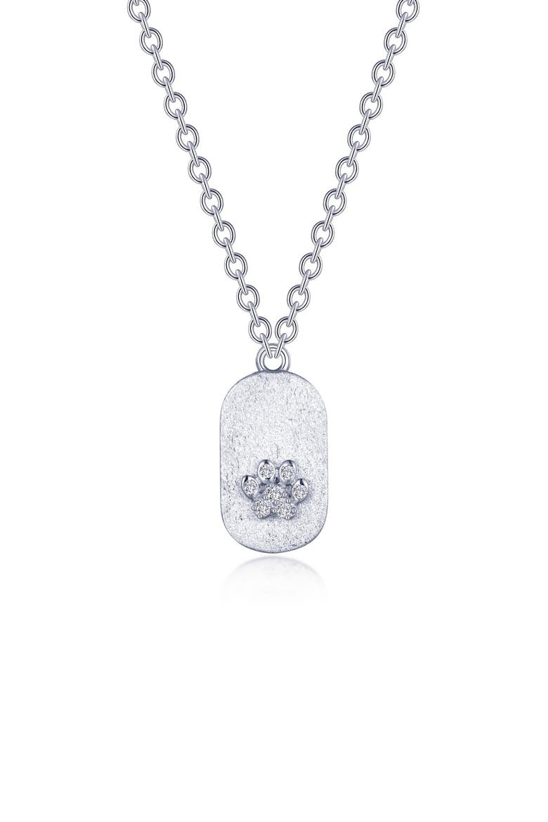 Precious Simulated Diamond Paw Tag Necklace, Main, color, WHITE
