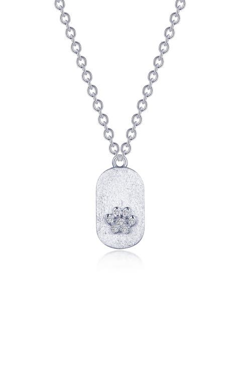 Precious Simulated Diamond Paw Tag Necklace