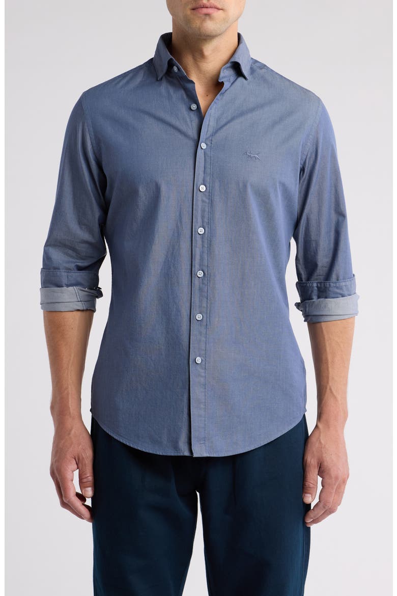 Sunrise Beach Sports Fit Cotton Button-Up Shirt, Main, color, AIRFORCE