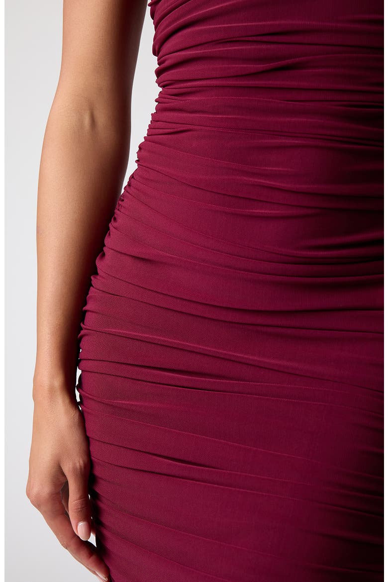 Ruched Cap Sleeve Body-Con Dress, Alternate, color, WINE