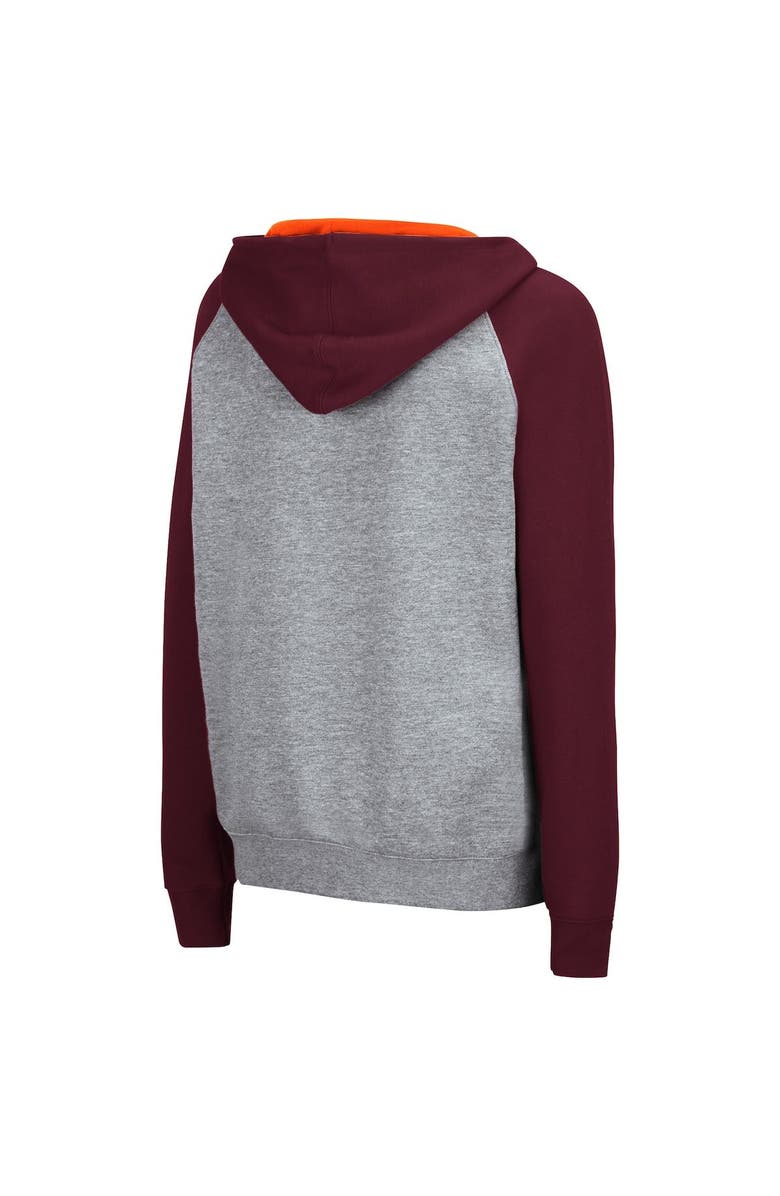 COLOSSEUM Women's Colosseum Heathered Gray Virginia Tech Hokies Contrast Raglan Pullover Hoodie, Alternate, color, 