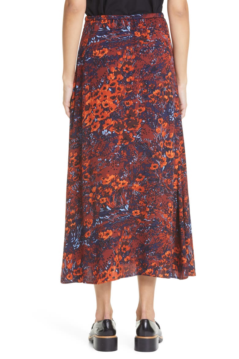 Andina Floral Print Midi Skirt, Alternate, color, FIRED CREPITUS