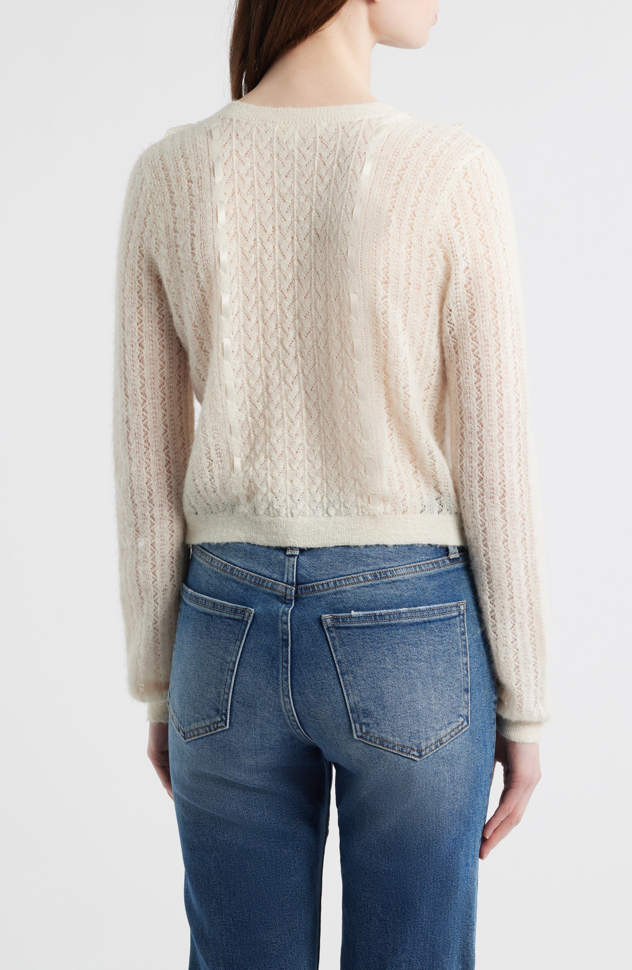 Melisse Lace Ruffle Alpaca & Wool Blend Cardigan - image 2
