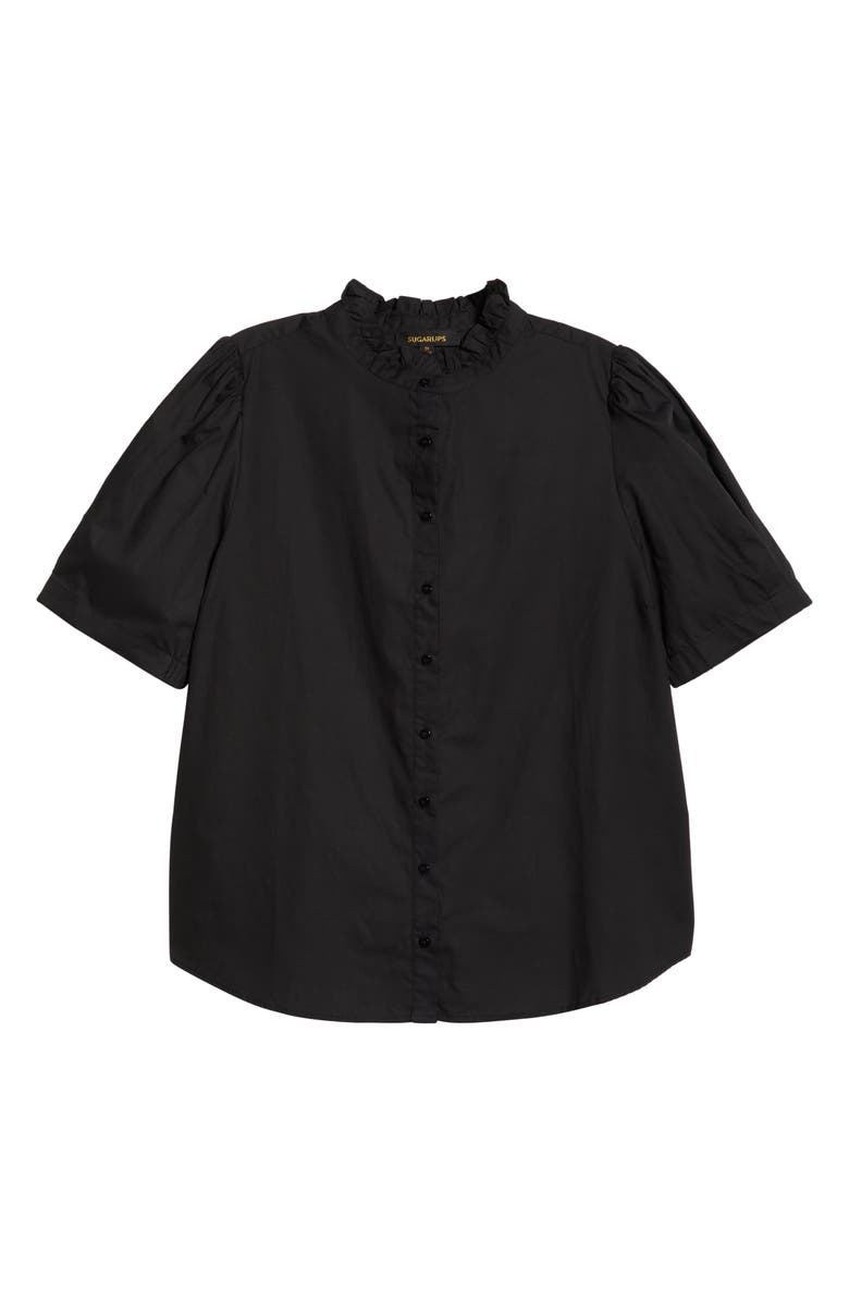 SUGARLIPS Finley Ruffle Puff Sleeve Shirt, Alternate, color, Black