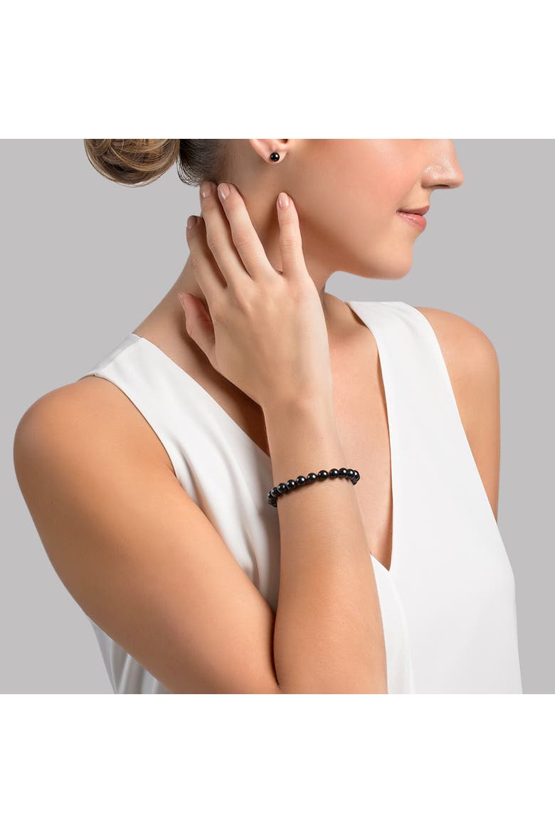 6.0-6.5mm Akoya Black Pearl Bracelet, Alternate, color, Sterling Silver Clasp