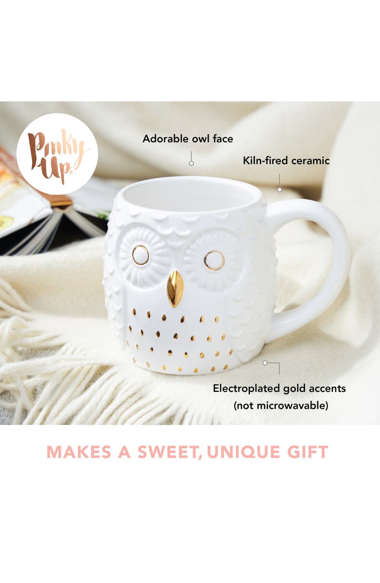 Pinky Up (Accessories) Olivia Ceramic Owl Mug, Alternate, color, White
