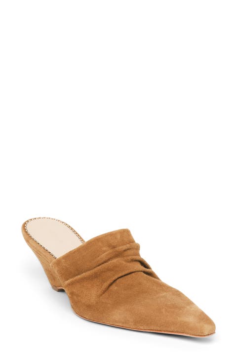 Sonia Suede Curved Wedge Mule