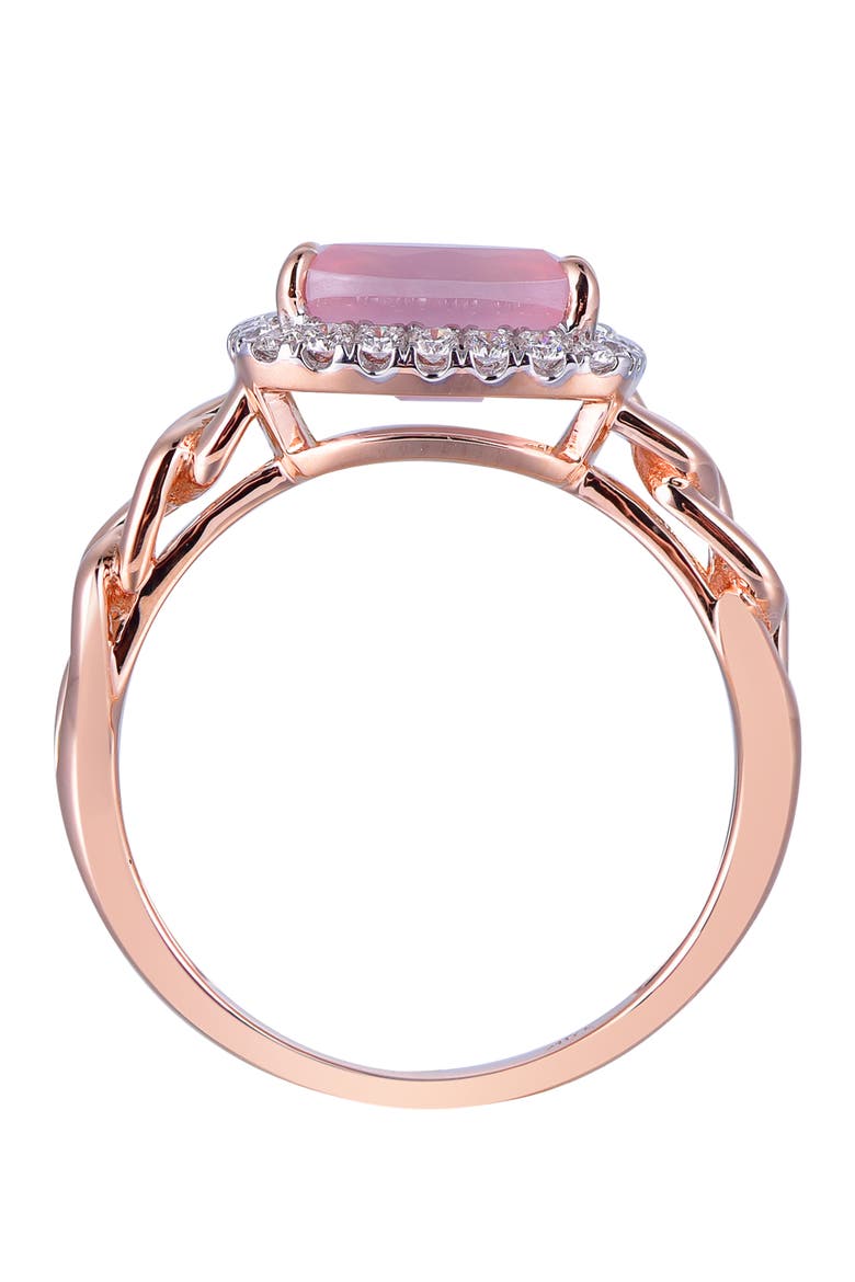 Rose Quartz Ring with Diamonds, Alternate, color, Pink