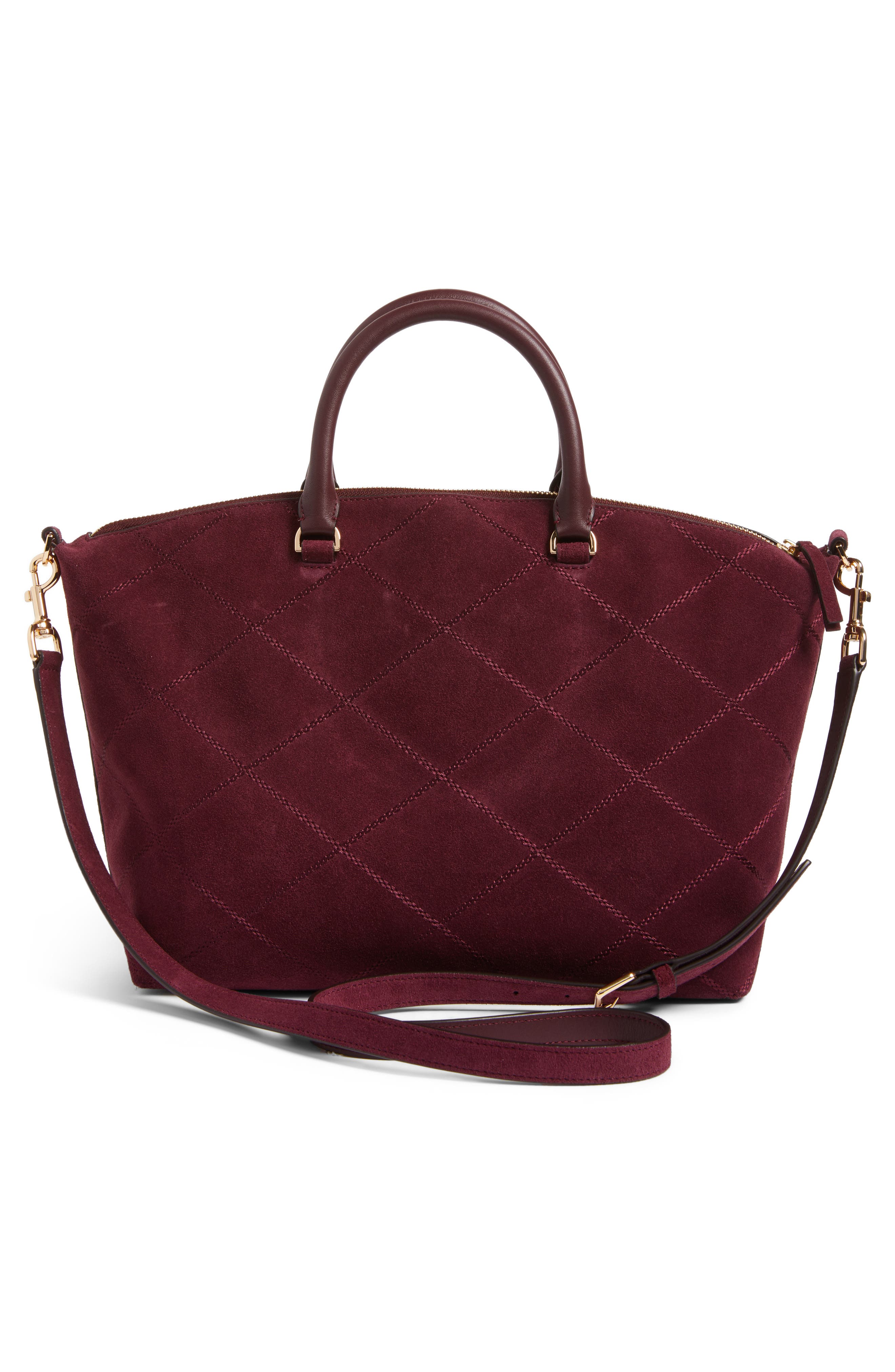 Frida Stitched Suede Satchel (Nordstrom Exclusive), Alternate, color, PORT