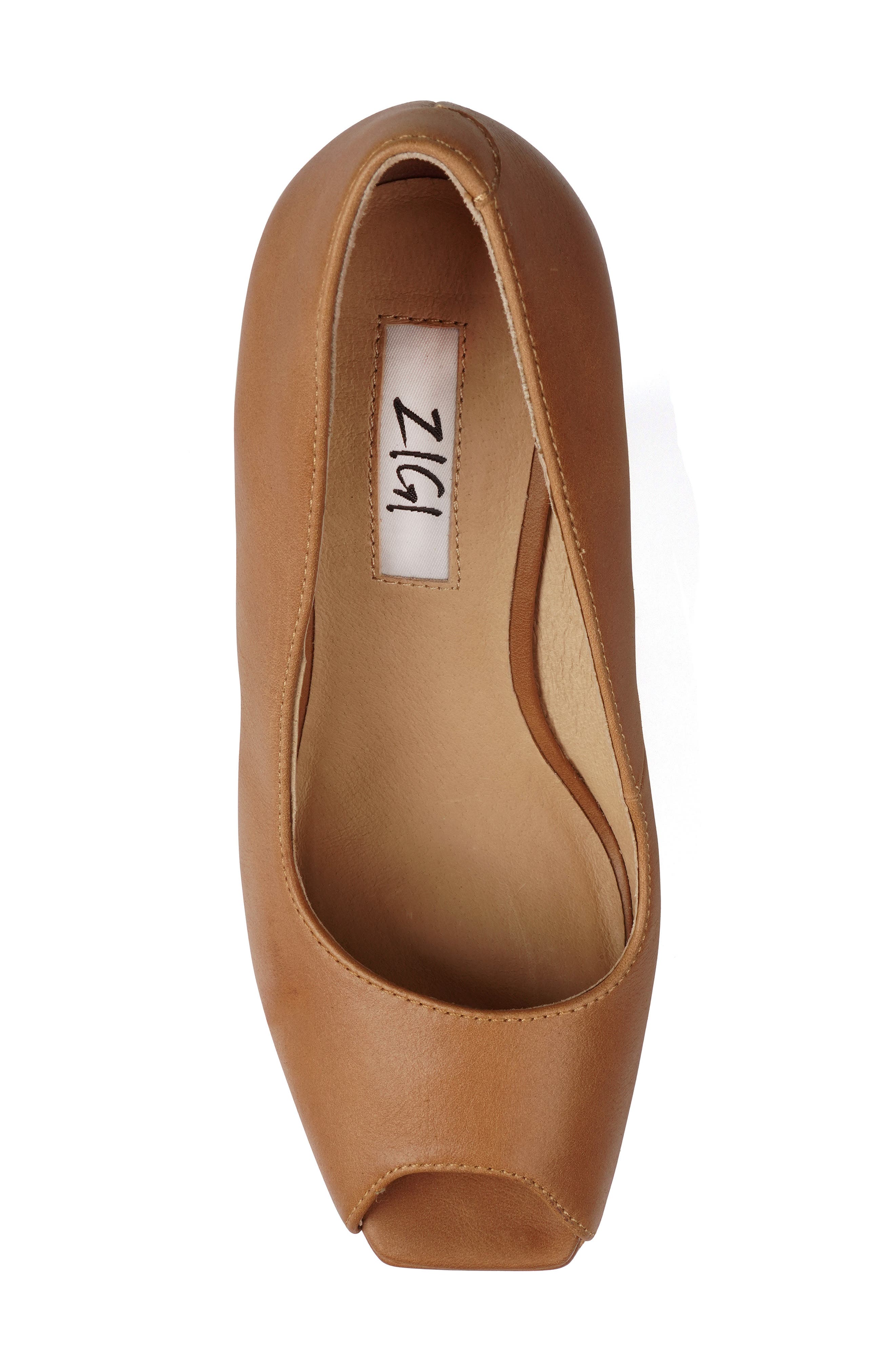 Milluh Peep Toe Platform Wedge Sandal, Alternate, color, DARK TAN LEATHER