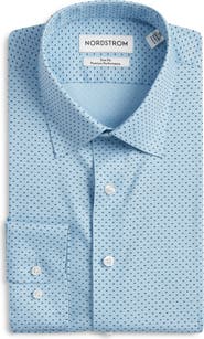 Nordstrom Trim Fit Geometric Print Premium Cotton Blend Twill Dress Shirt