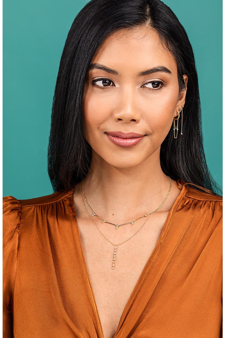 Aviva Diamond Station Necklace (Nordstrom Exclusive), Alternate, color, 18KY
