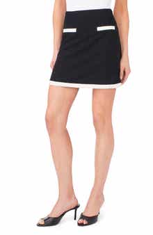 CeCe Patch Pocket Tweed Miniskirt