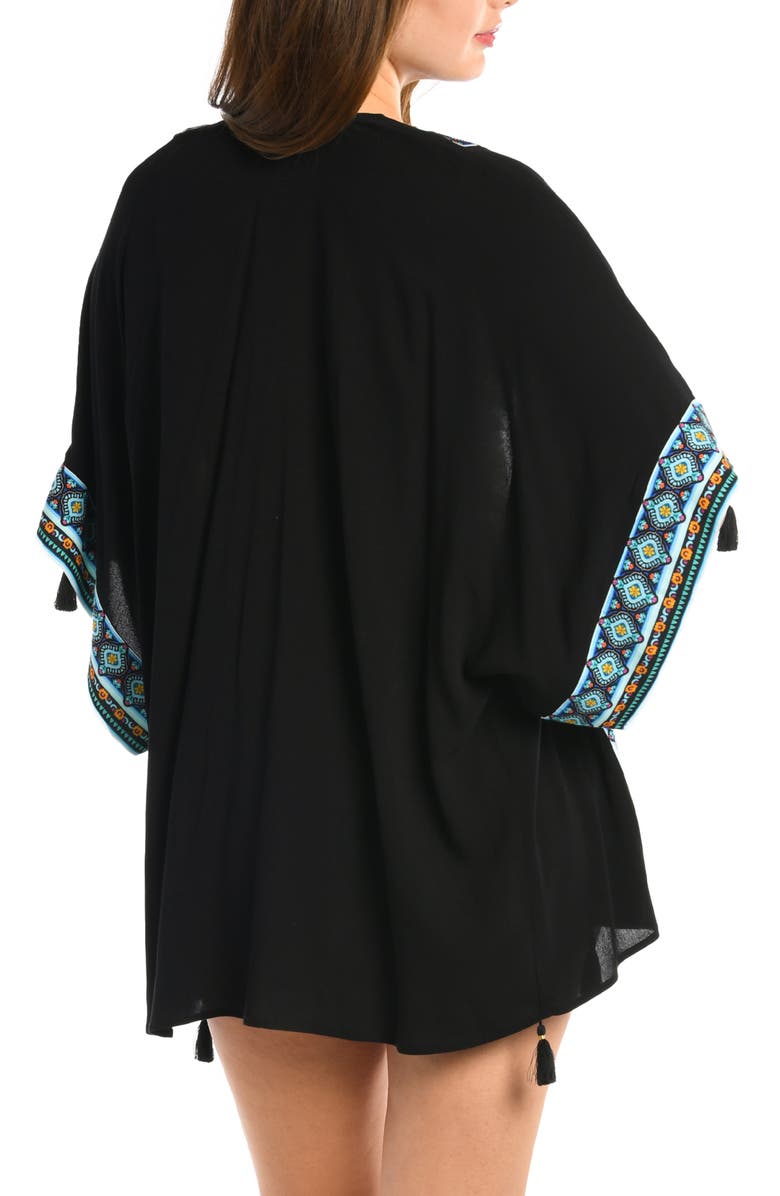 La Blanca Border Trim Cover-Up, Alternate, color, Black