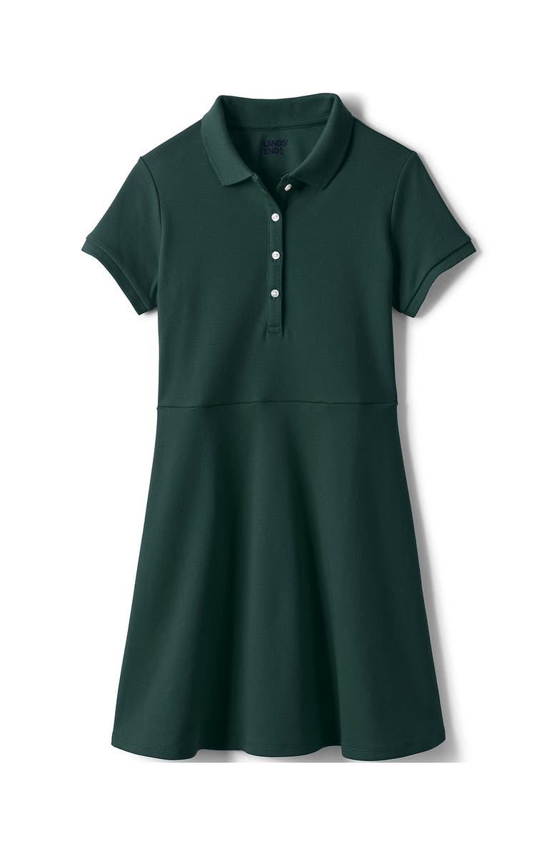 Lands
 End Girls Short Sleeve Interlock Polo Dress, Alternate, color, Evergreen