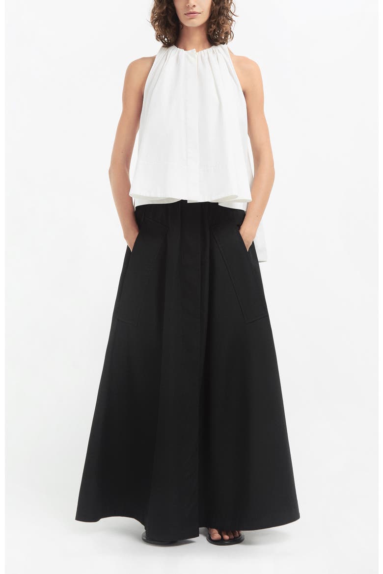 Parachute Skirt in Cotton Sateen, Main, color, Black