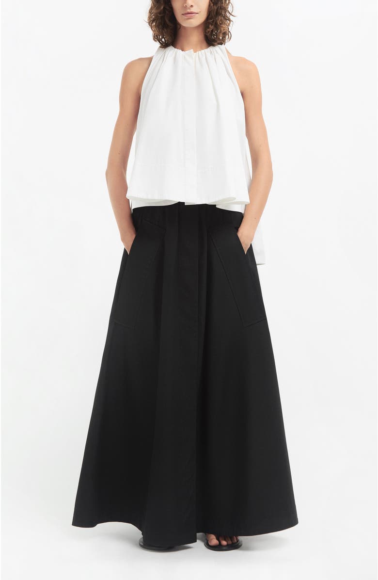 CO Parachute Skirt in Cotton Sateen, Main, color, Black