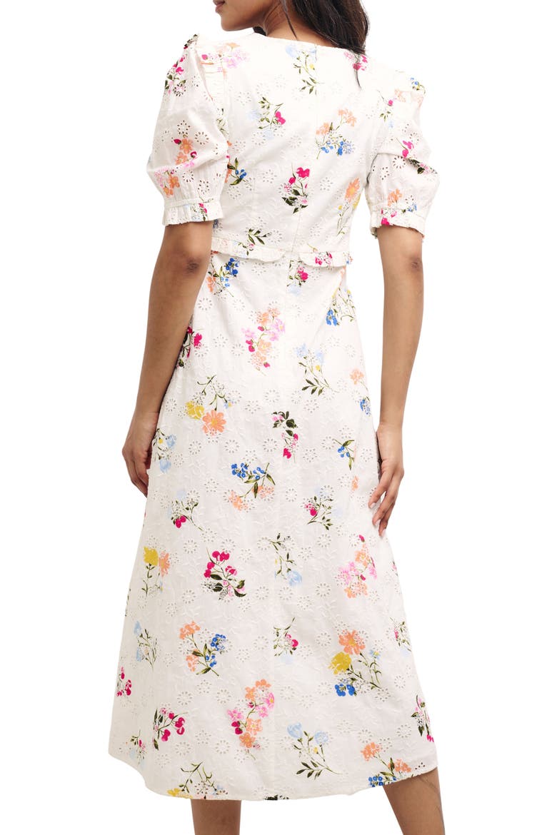 Felicia Floral Broderie Anglaise Midi Dress, Alternate, color, WHITE MULTI