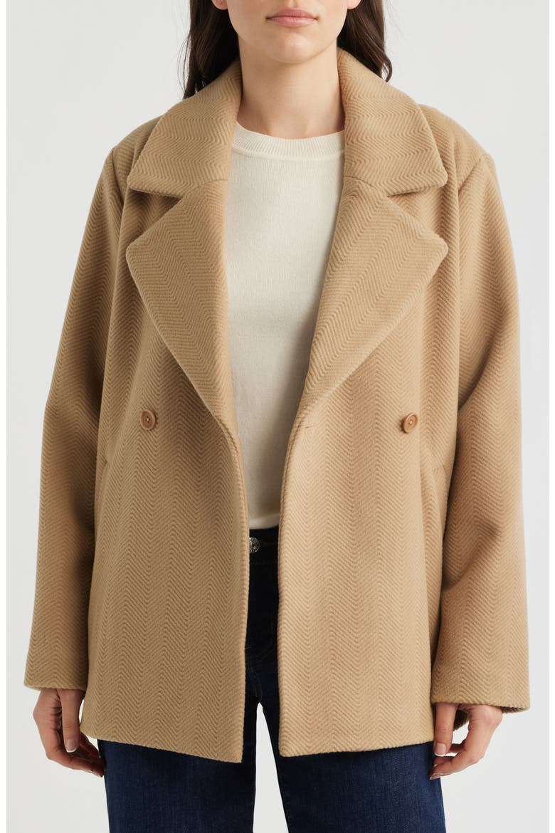 Wool Herringbone Swing Coat, Alternate, color, BISCUIT