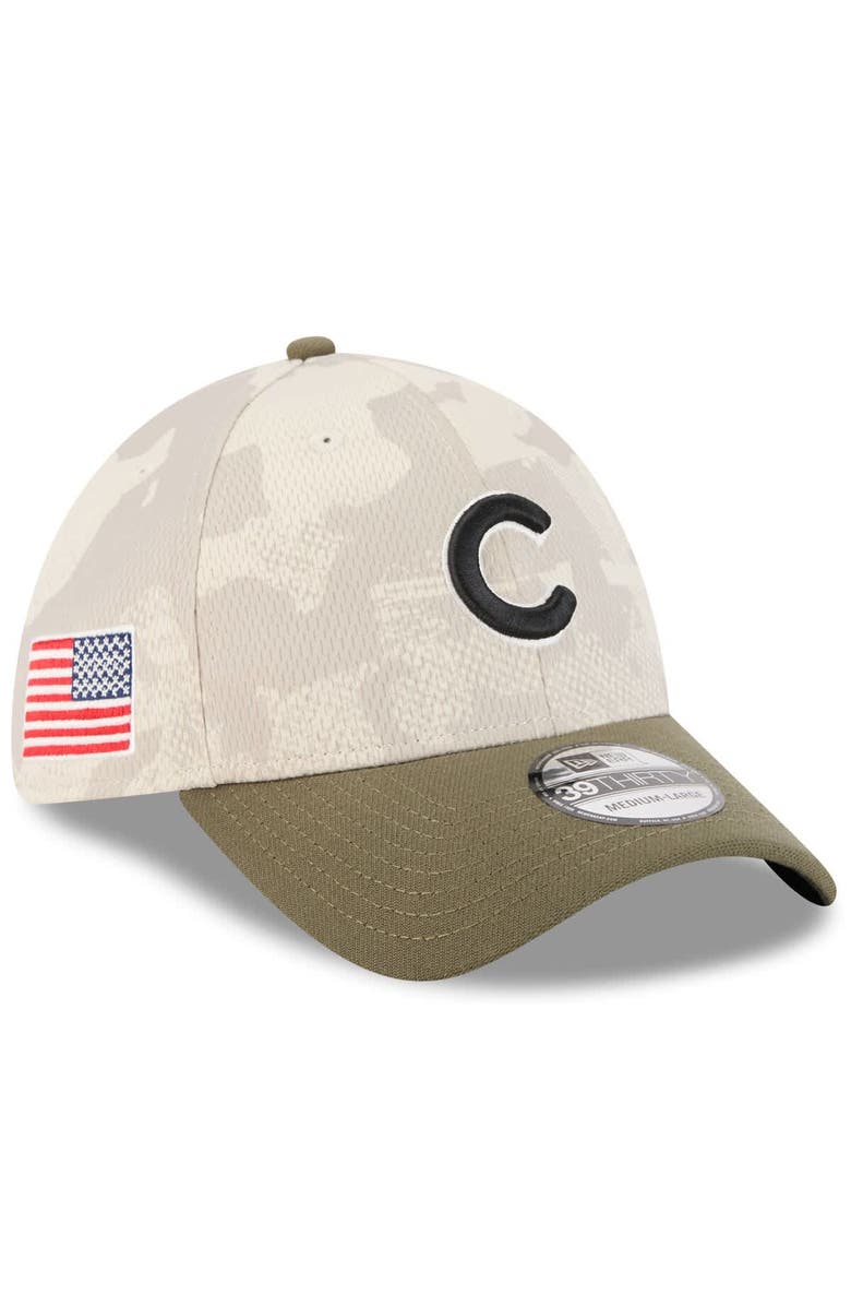 New Era Men's New Era Light Beige/Olive Chicago Cubs 2025 Armed Forces Day 39THIRTY Flex Hat, Main, color, Light Beige