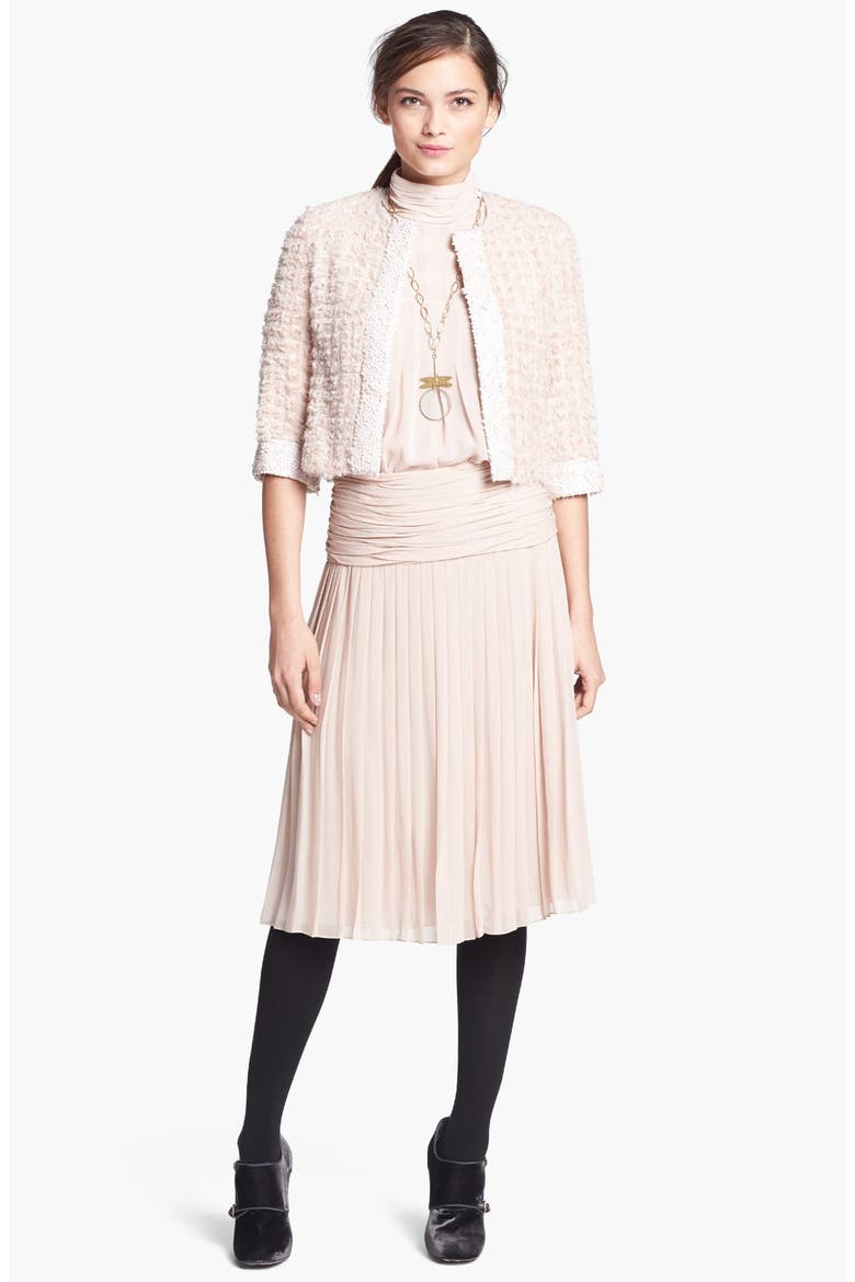 'Jasmine' Pleated Silk Blouse, Alternate, color, BLUSH CHAMPAGNE