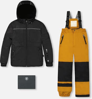Deux par Deux Boy's Two Piece Snowsuit Black And Spice