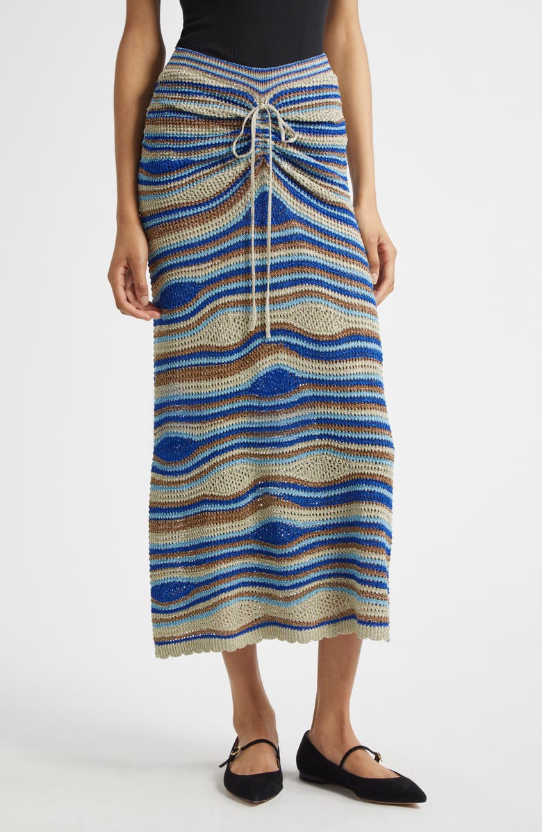 FARM Rio Mixed Waves Striped Maxi Skirt, Main, color, 